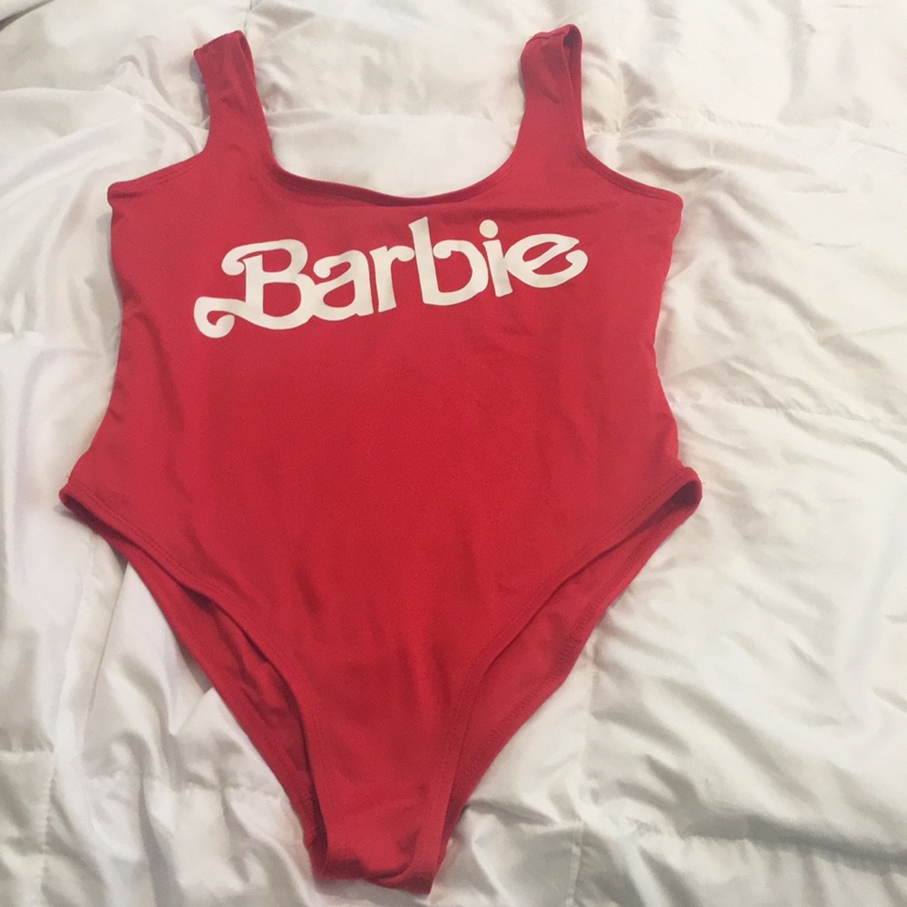 Red Barbie one-piece swimsuit